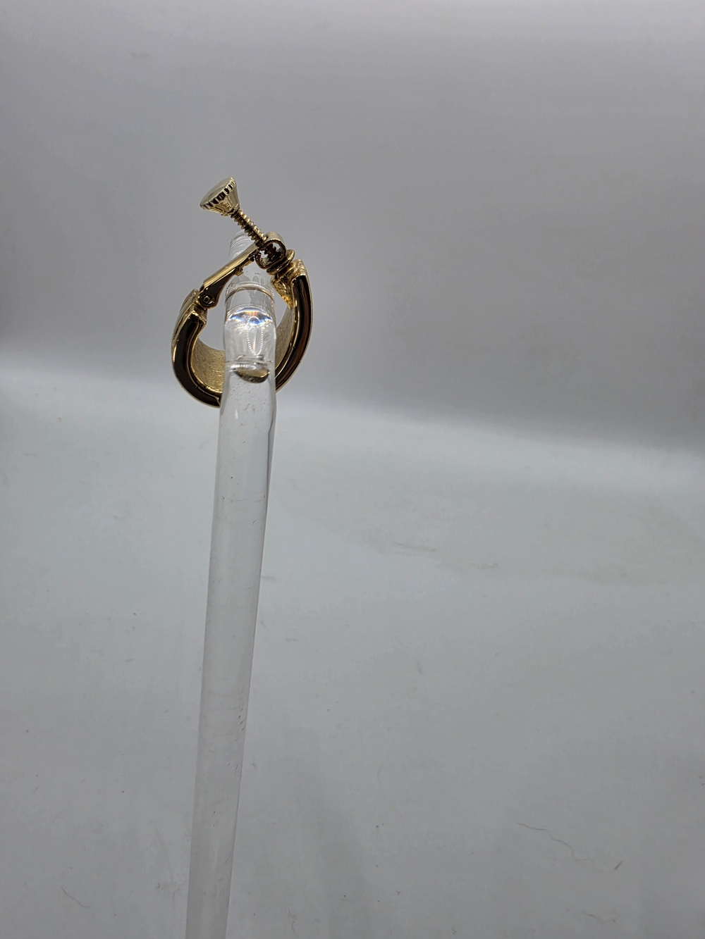 Vintage Givenchy Gold Tone Ball Beaded Textured J Style Clip On Earrings - Picture 3 of 8